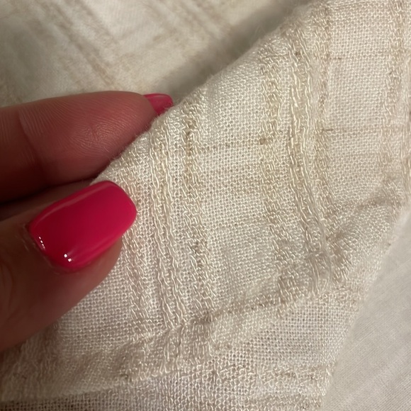 MAVEN WEST off the shoulder casual cream plaid dress / ruffle / button front Med - Picture 14 of 16